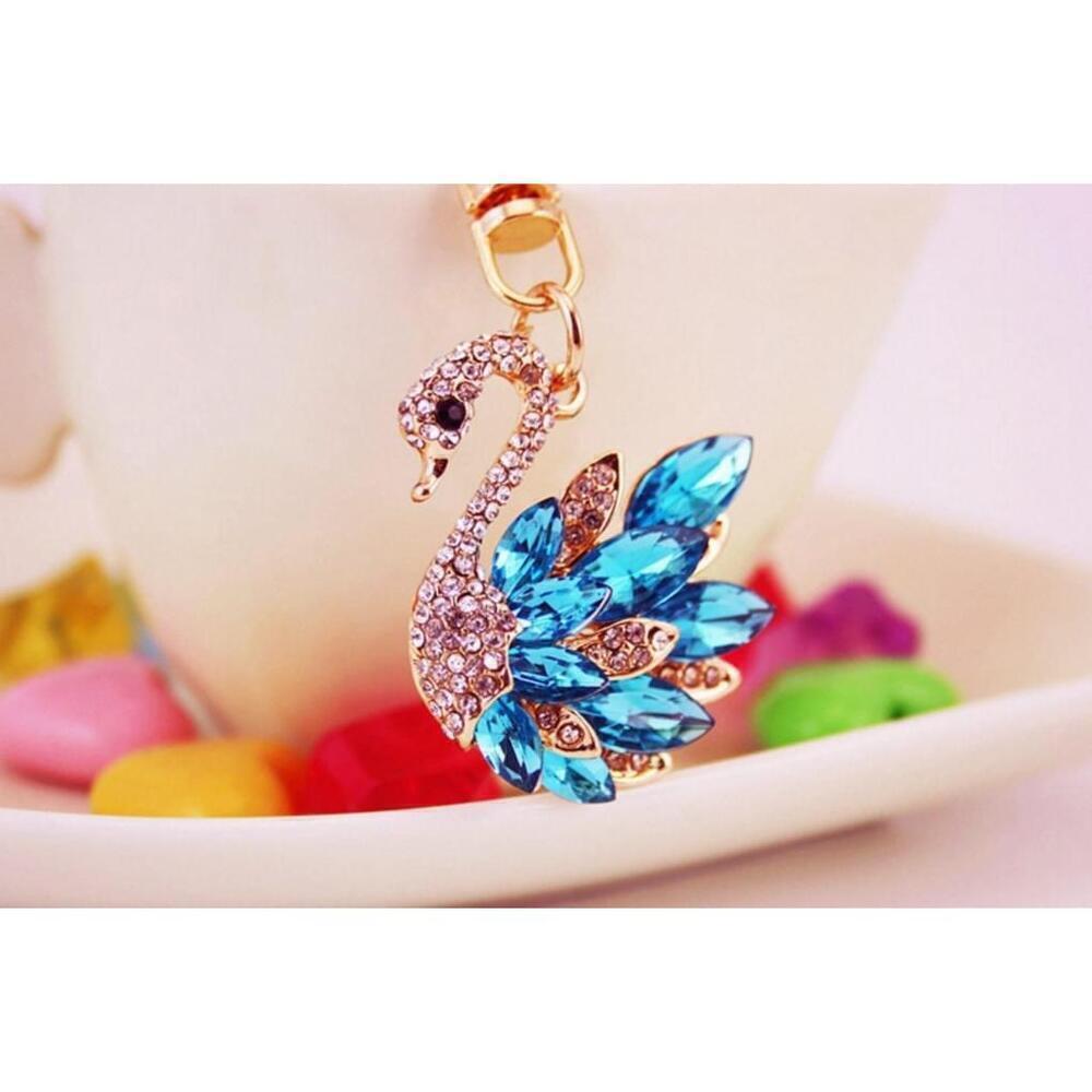 Swan Shaped Keychain In Blue - Picture 2 of 9